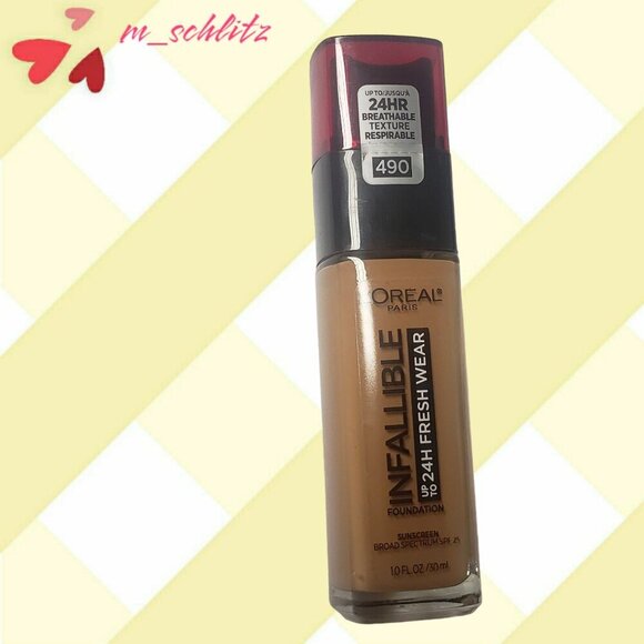 L'Oreal Infallible 24HR Fresh Wear Foundation, 490 Golden Amber - Picture 1 of 1